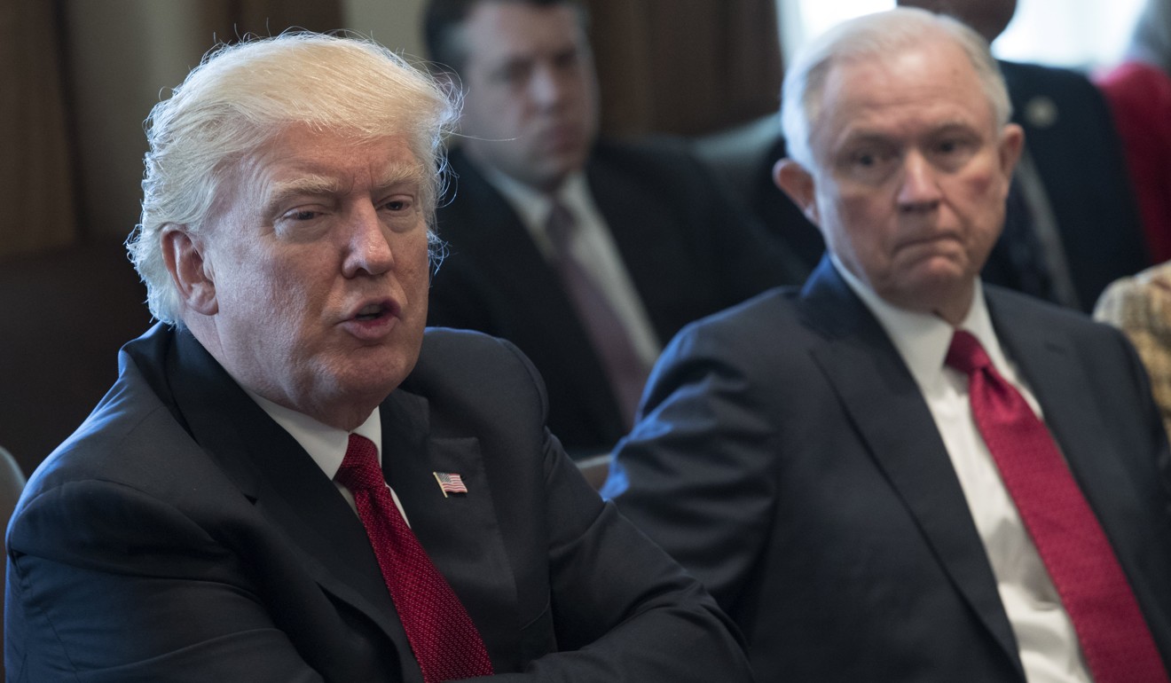 US President Donald Trump (left), with Attorney General Jeff Sessions last March. Photo: EPA