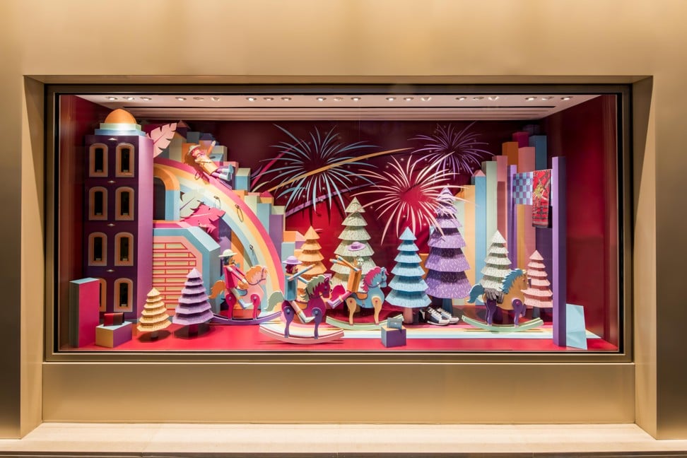 To celebrate the store opening, French artist duo Zim & Zou were invited to transform the store windows with delicate humour into paper castles.