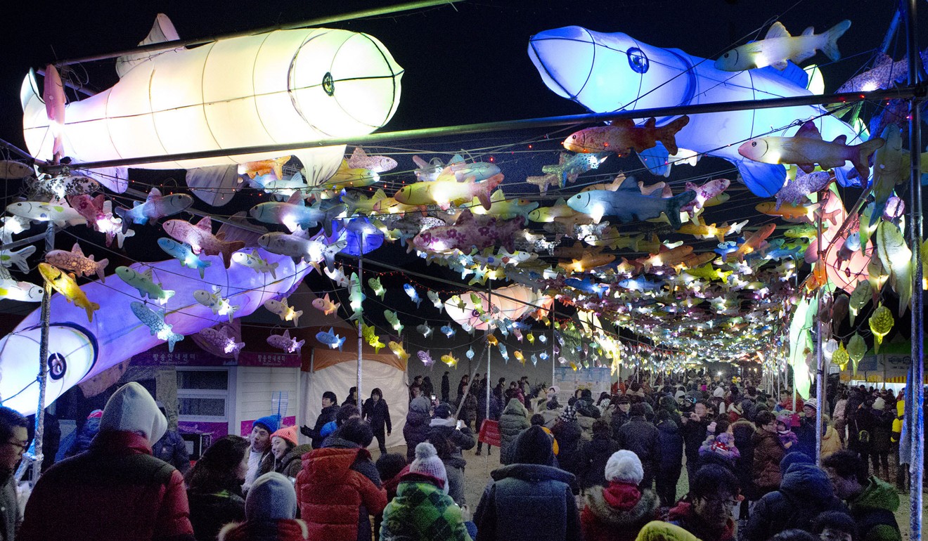 Inje Ice Fishing Festival takes place on the Soyang Lake in Gangwon province