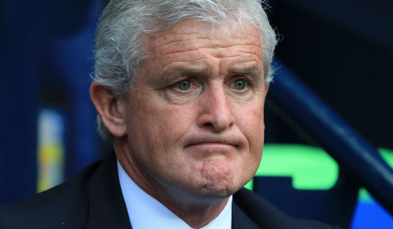 Stoke City's Welsh manager Mark Hughes waits for kick off of the English Premier League football match between Manchester City and Stoke City at the Etihad Stadium in September 2017. Photo: AFP