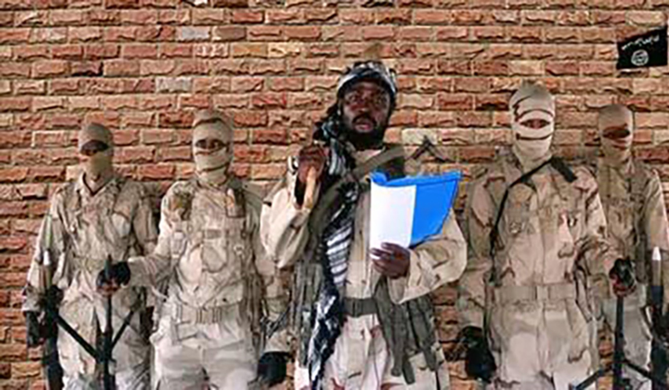 Boko Haram militants in the footage released on Monday. Photo: AFP