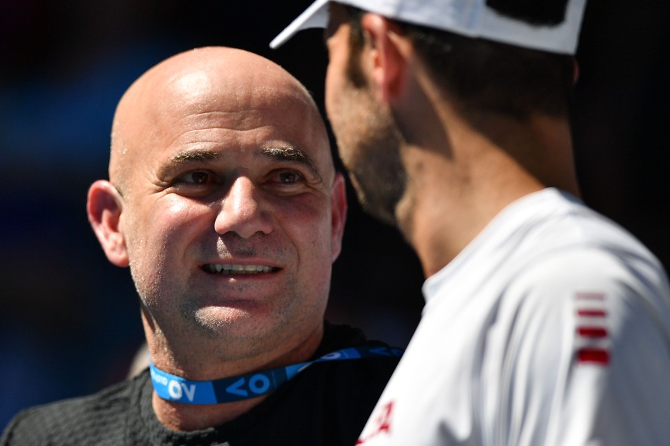 Andre Agassi (left) is in Melbourne as part of Novak Djokovic’s coaching team. Photo: AFP