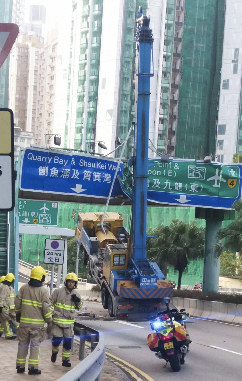 Chai Wan Road was closed to traffic. Photo: Facebook