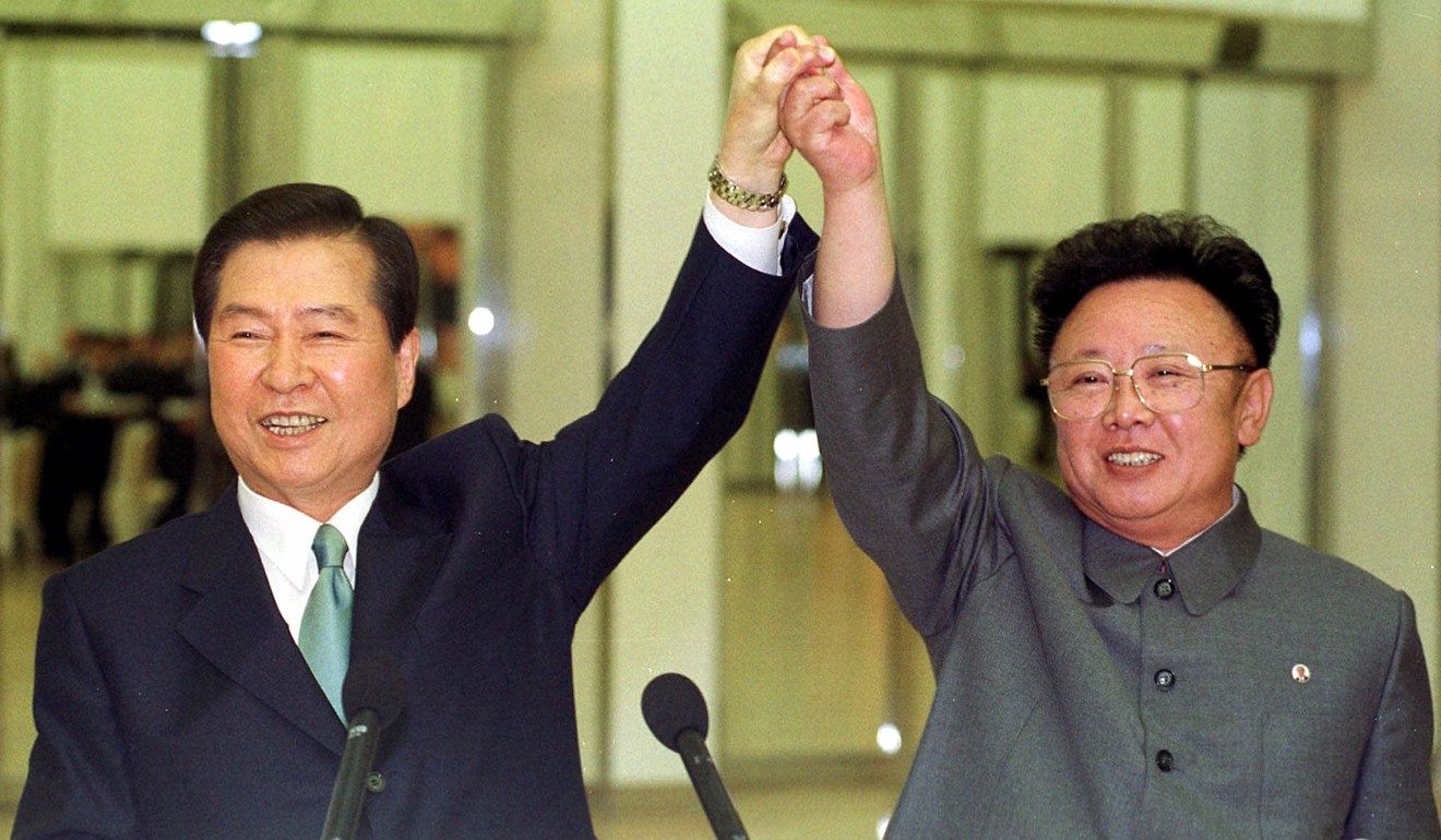 Then South Korean president Kim Dae-jung (left) and North Korean leader Kim Jong-il join hands before signing a joint declaration during their three-day summit in Pyongyang in June 2000. The two Koreas agreed that Kim, who died in 2011, would go to Seoul at an unspecified date but this never happened. Photo: AP/Yonhap