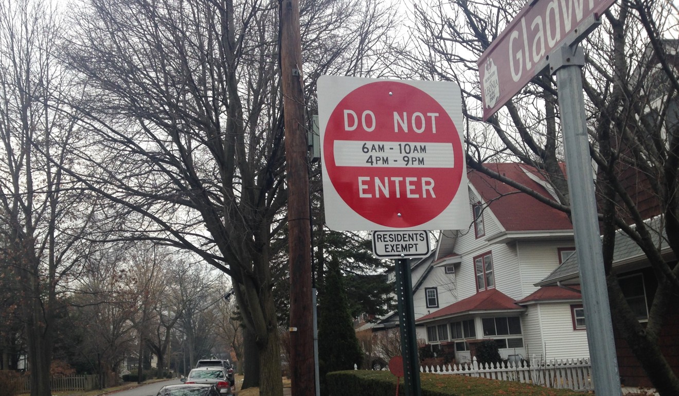 A “do not enter” sign in Leonia, New Jersey, where local officials are trying to reduce traffic congestion on their way to the nearby George Washington Bridge into New York. Photo: AP