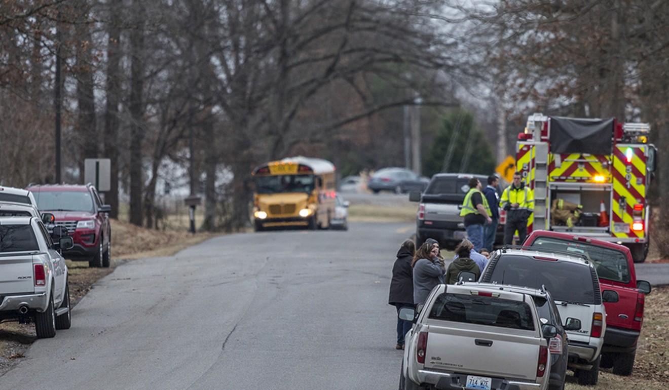 Emergency crews respond to Marshall County High School after a fatal school shooting on January 23, 2018, in Benton, Kentucky. Authorities said a shooting suspect was in custody. Photo: The Paducah Sun via AP