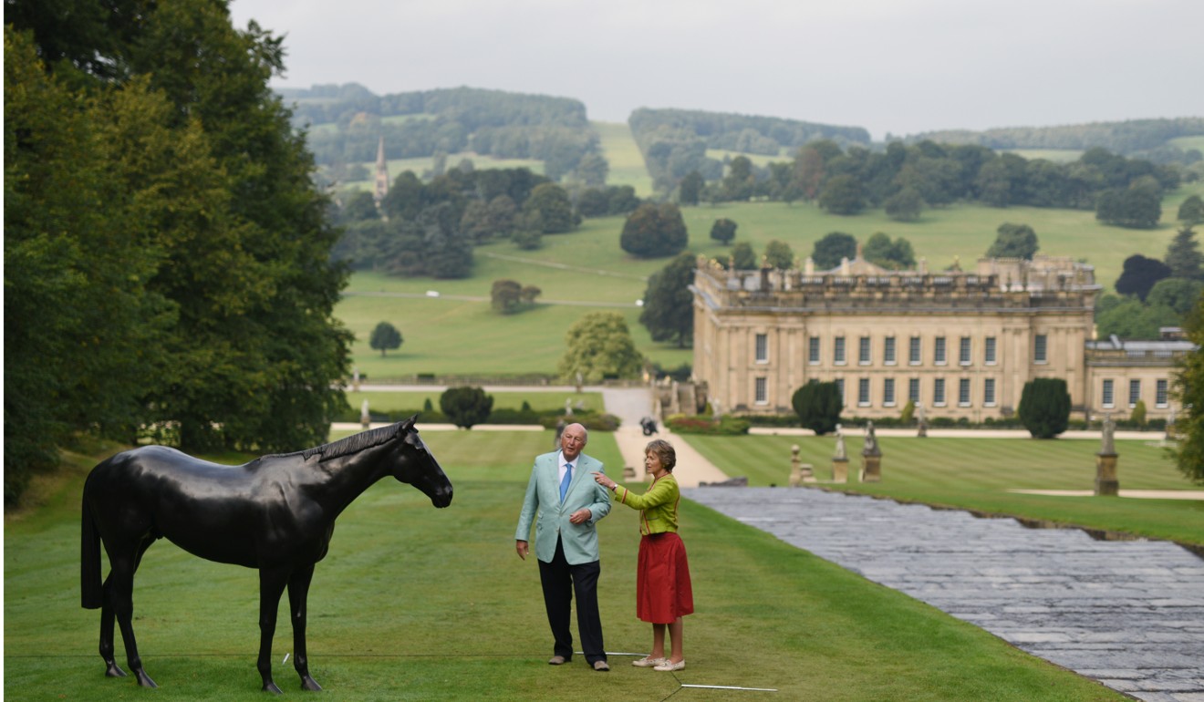 Mark Wallinger’s The Black Horse seen in the grounds of Chatsworth House near Bakewell, northern England. Photo: AFP