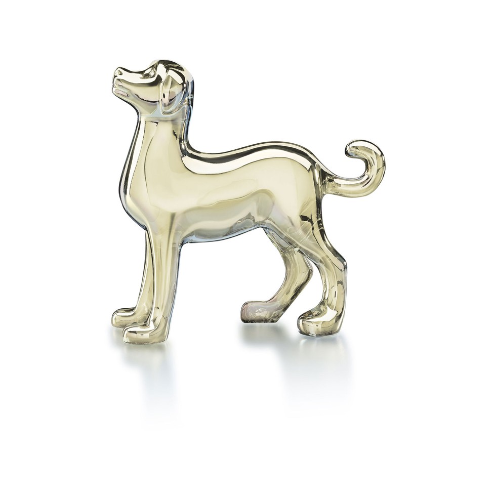 Baccarat. The Zodiaque dog sculpture is crafted from gold-tone glass crystal, HK$2,800