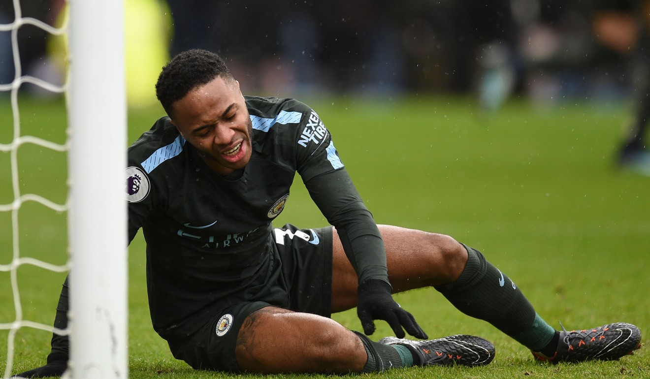 Raheem Sterling reacts after missing a golden chance to win it for City. Photo: AFP