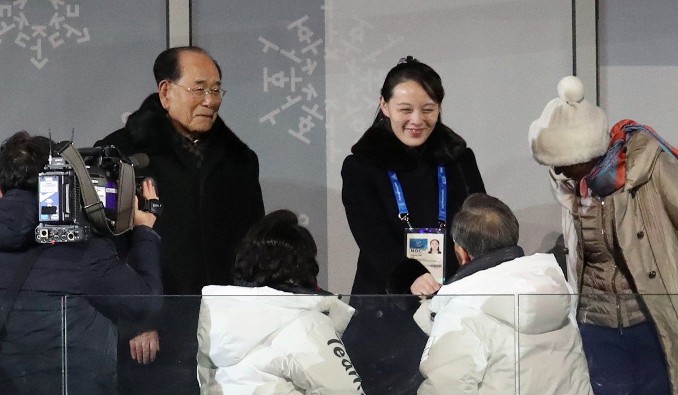 South Korean President Moon Jae-in shakes hands with Kim Jong Un's younger sister Kim Yo Jong at the Winter Olympics opening ceremony in Pyeongchang, South Korea February 9, 2018. Yonhap via REUTERS ATTENTION EDITORS - THIS IMAGE HAS BEEN SUPPLIED BY A THIRD PARTY. SOUTH KOREA OUT. NO RESALES. NO ARCHIVE.