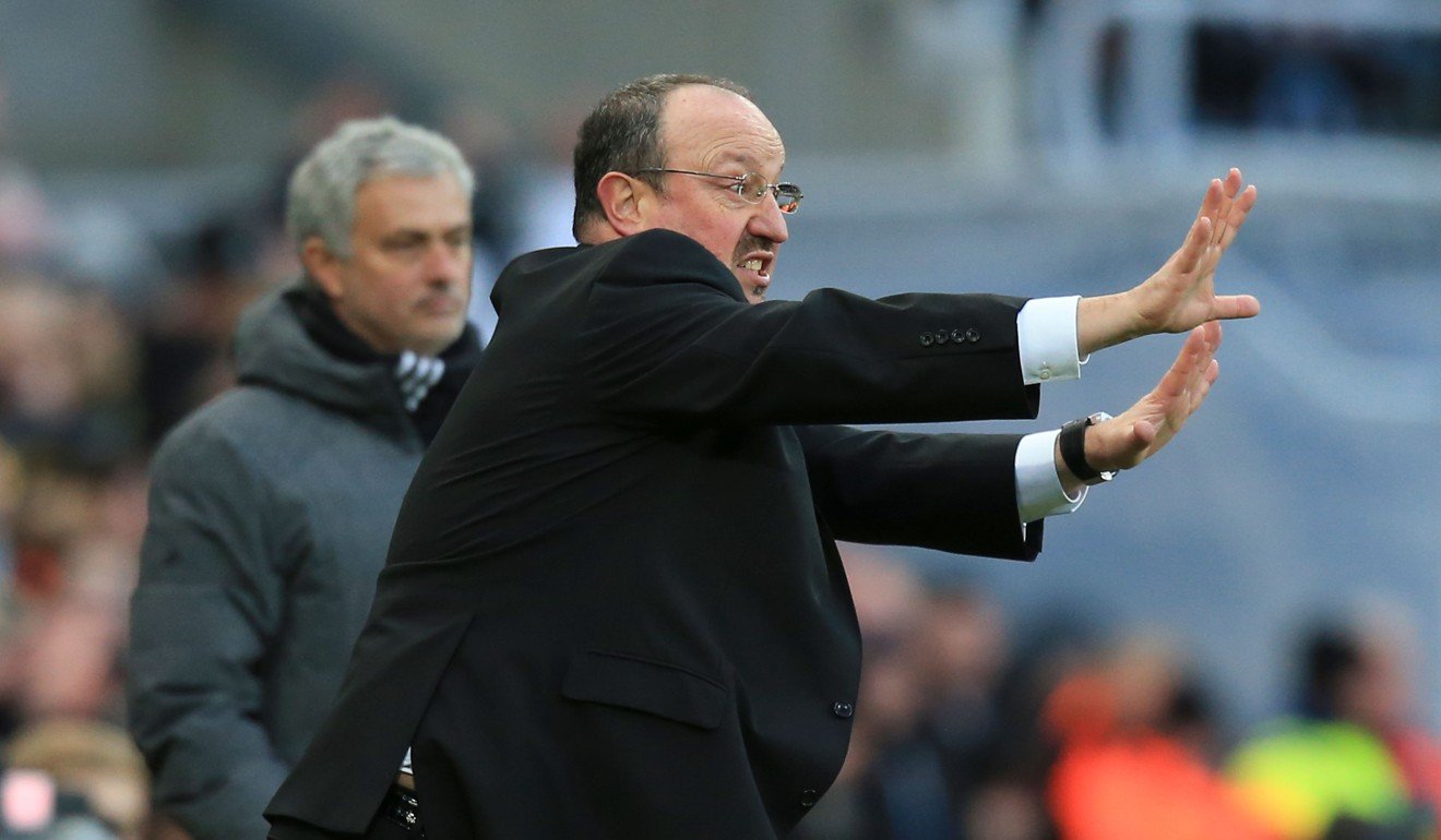 Newcastle United manager Rafael Benitez gestures on the touchline during the Premier League win over Manchester United. Photo: AFP
