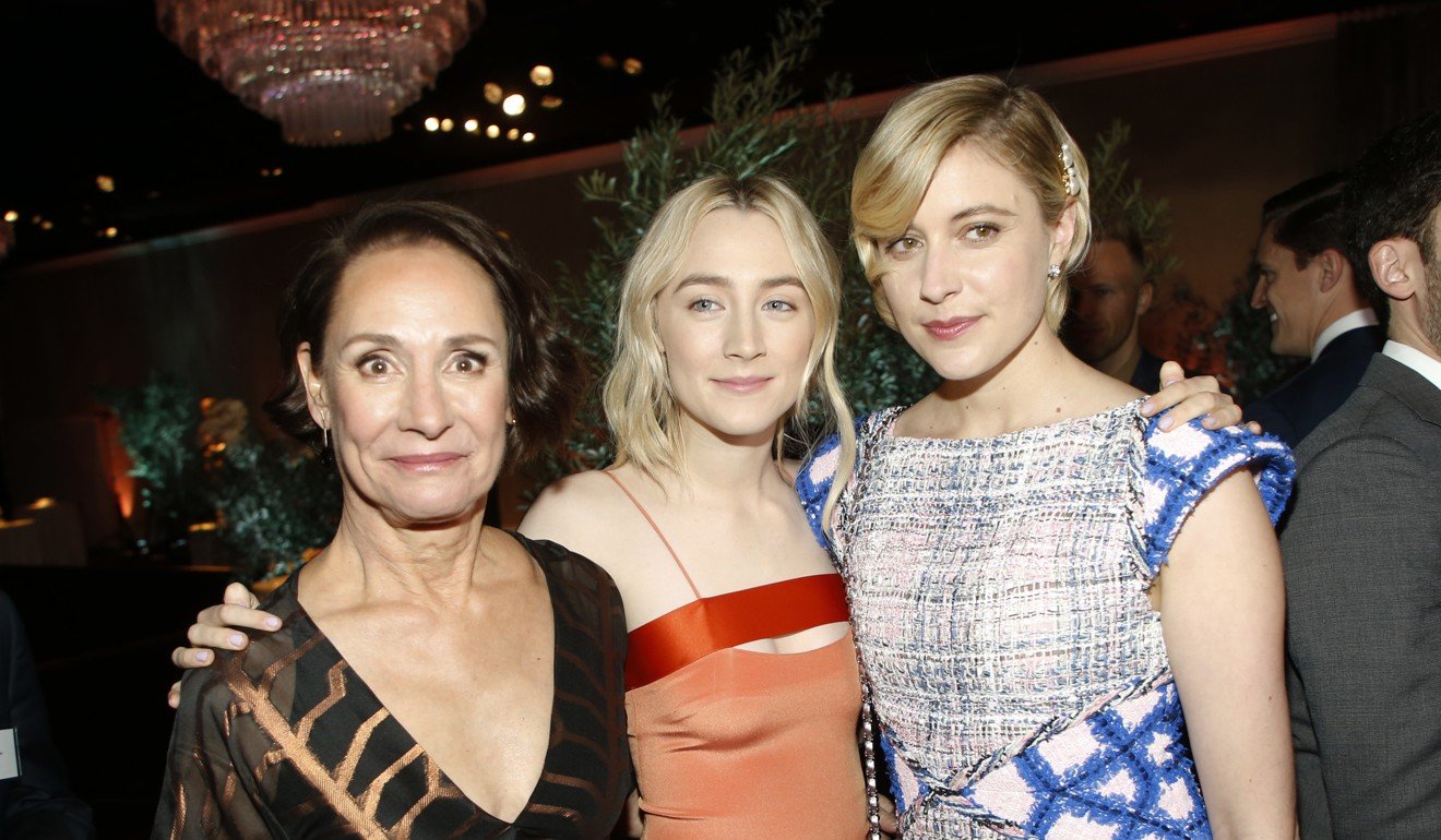 Gerwig with the stars of her film, Laurie Metcalf (left) and Saoirse Ronan. Photo: Danny Moloshok/Invision/AP