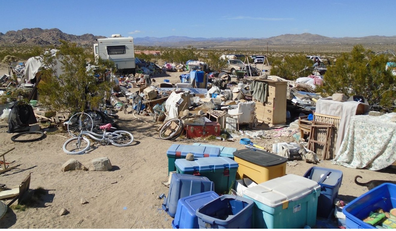 This handout photograph provided on March 1 by the San Bernardino County Sheriff's Department shows a property in Joshua Tree, California, where a couple were allegedly living with their three children inside a boxlike plywood hovel for four years. Photo: Agence France-Presse