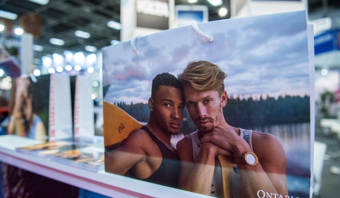 A bag of brochures at the Ontario stand of the Gay and Lesbian Travel Pavilion at the ITB tourism fair in Berlin. Photo: John MacDougall