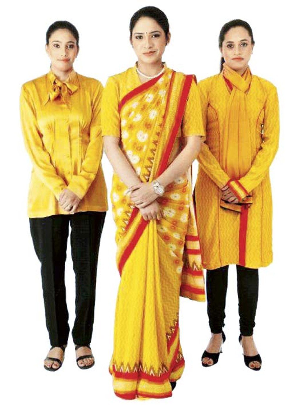 The uniform choice available to female Air India flight attendants. 