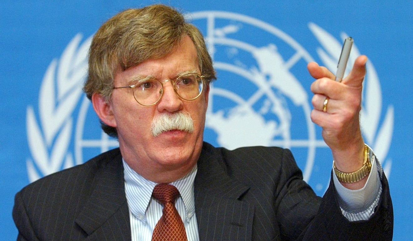 Then US undersecretary of State John Bolton speaks during a news conference at the United Nations in Geneva in 2002. Photo: AP