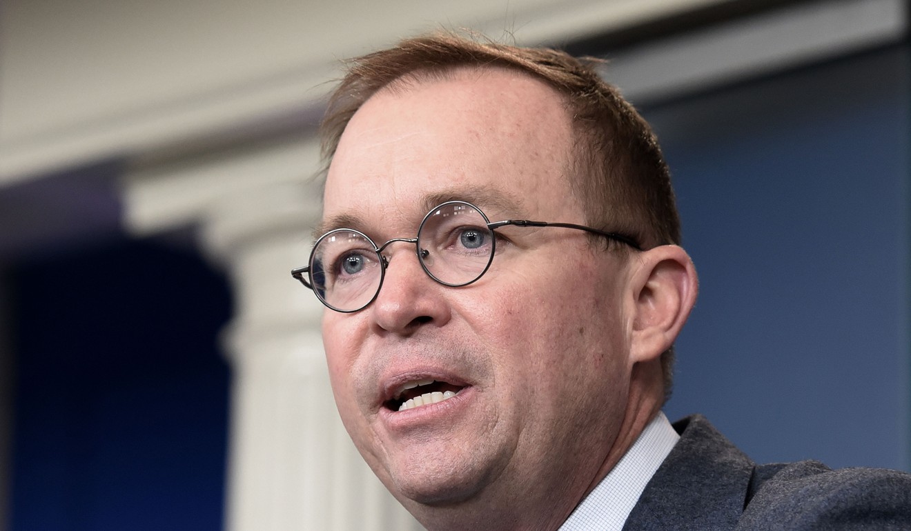 Office of Management and Budget Director Mick Mulvaney talks to reporters in the Brady press briefing room on Thursday. Photo: Abaca Press via TNS
