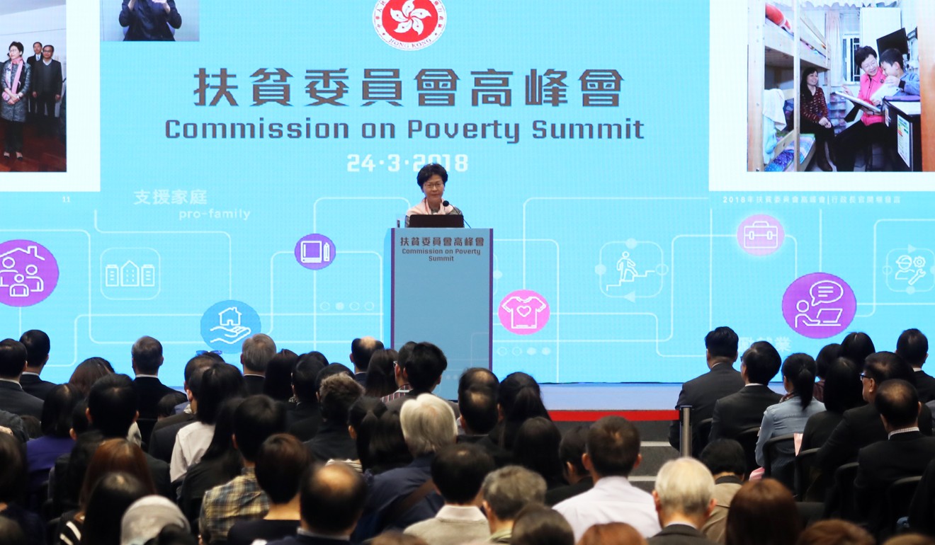 Hong Kong Chief Executive Carrie Lam at the Commission on Poverty summit. Photo: Edward Wong