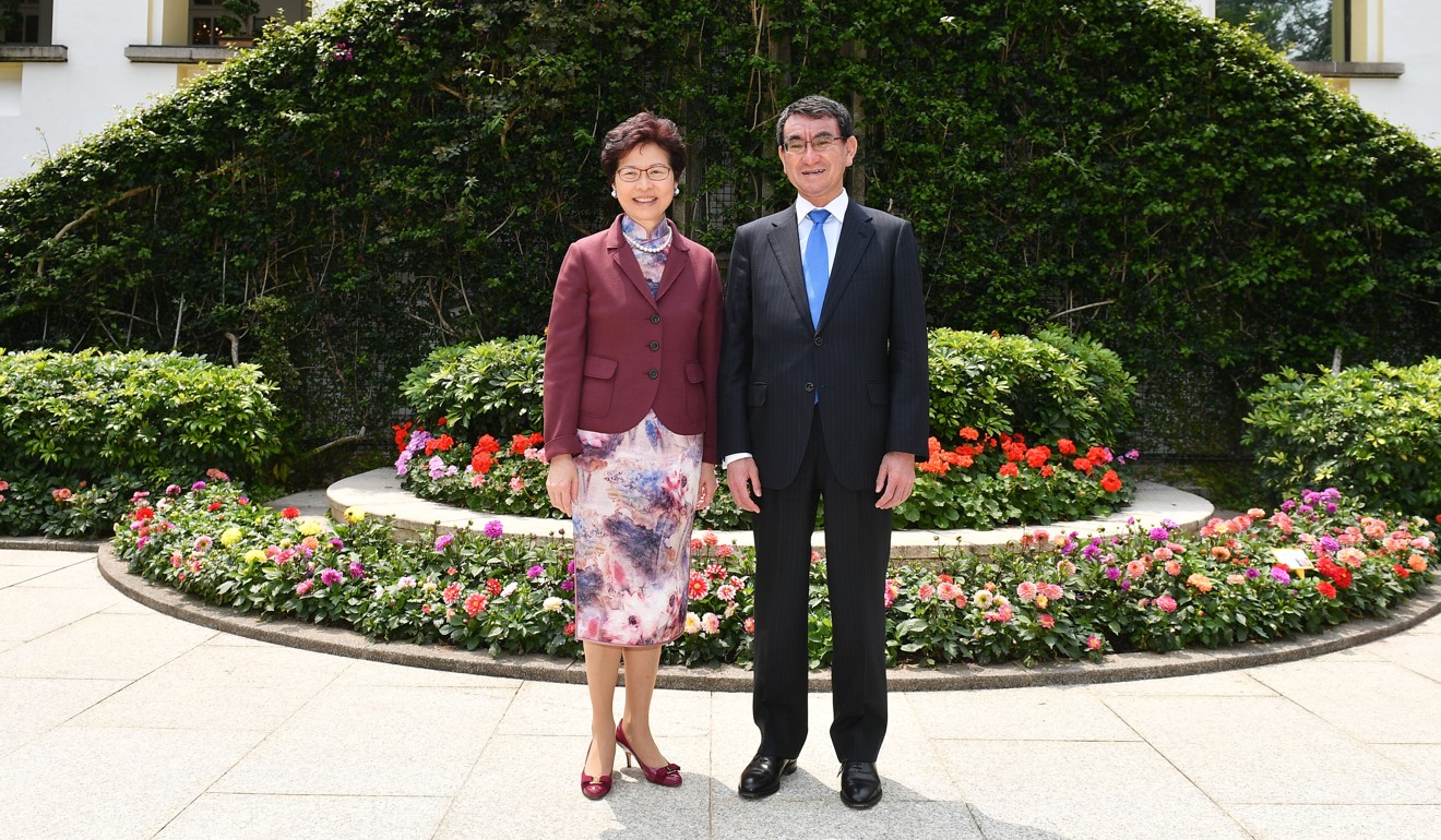 Lam (left) and Kono (right) met at Government House. Photo: Handout