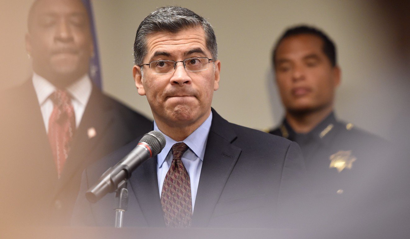 California Attorney General Xavier Becerra is seen on Tuesday. Photo: AFP