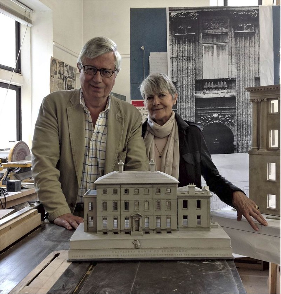 The owners of a home in Castlerea, Ireland, with a Timothy Richards model of it. Photo: Timothy Richards