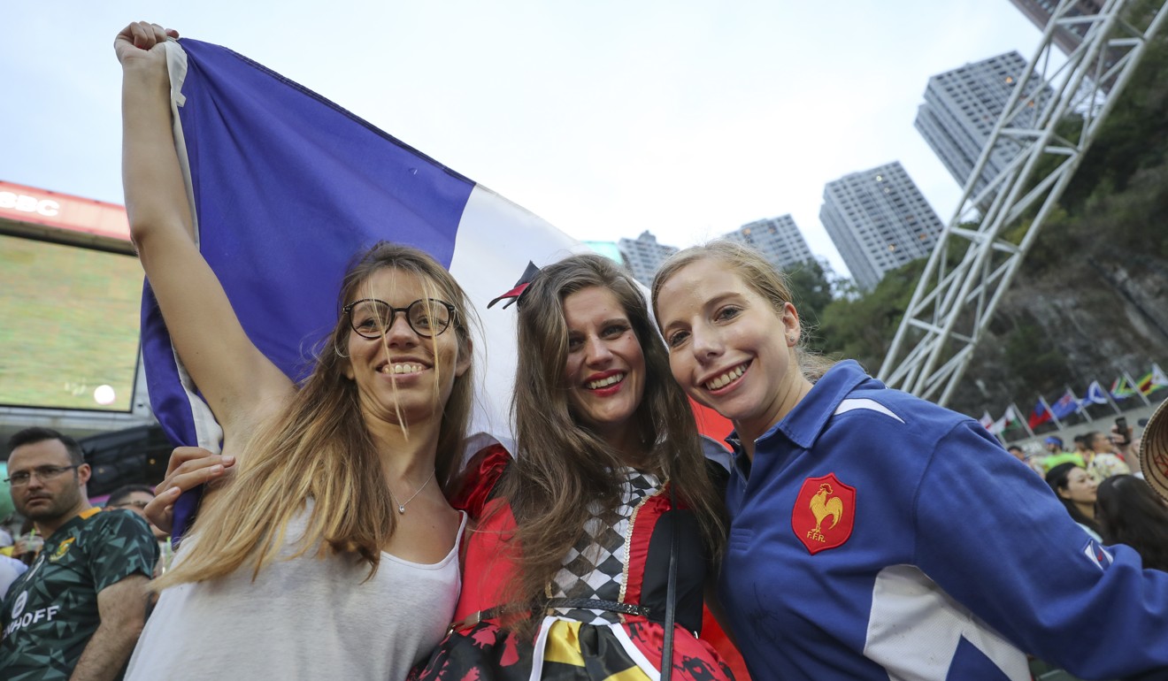 French fans support their team at the Hong Kong Sevens. Photo: Winson Wong