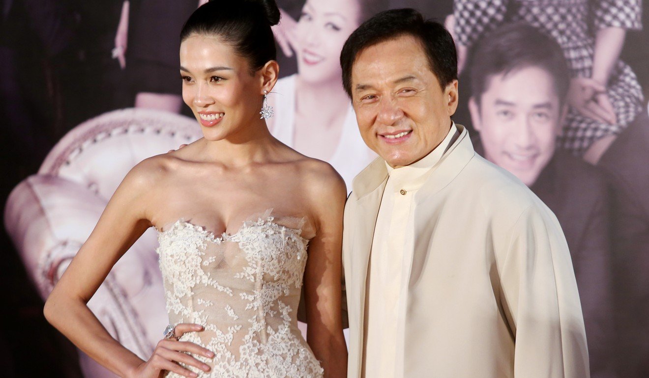 Chan poses for photographers with Chinese actress Zhang Lanxin on the red carpet of the 32nd Hong Kong Film Awards in 2013. Photo: Sam Tsang