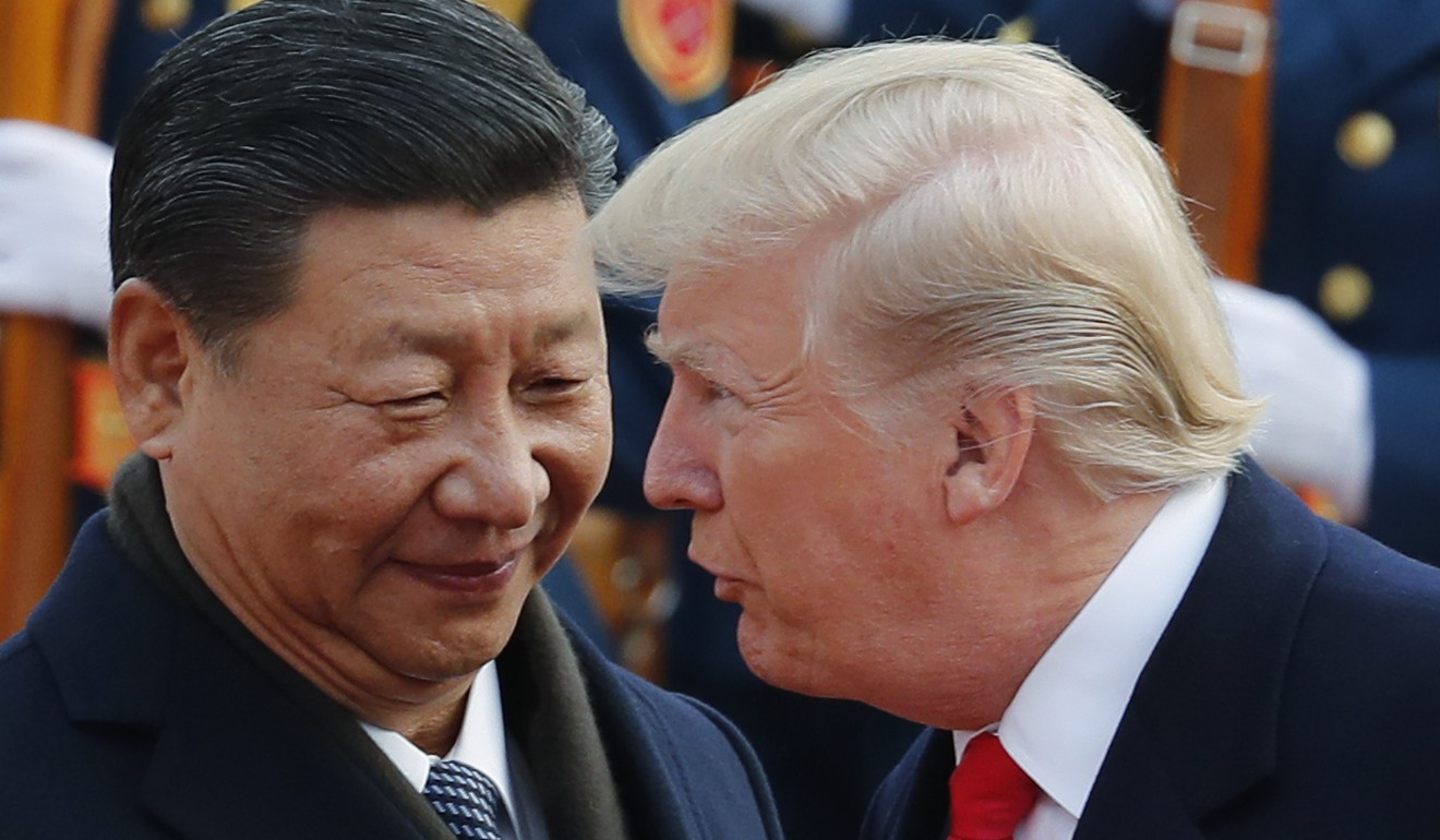 US President Donald Trump talks to Chinese President Xi Jinping at the Great Hall of the People in Beijing. The two leaders have expressed friendship but are equally determined to pursue their own political agendas. Photo: AP