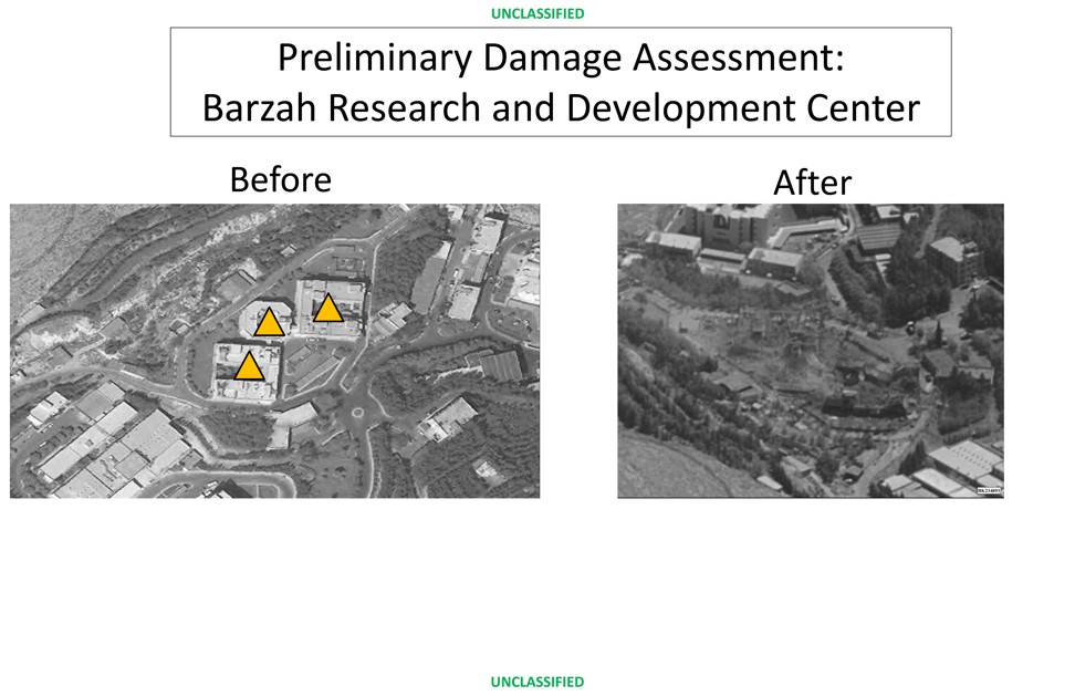 Before and after images from the Barzeh Research and Development Centre in Syria. Photo: AP