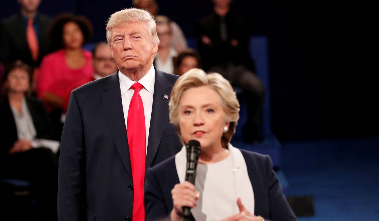Donald Trump and Hillary Clinton at a debate during the presidential campaign in October 2016. Photo: Reuters
