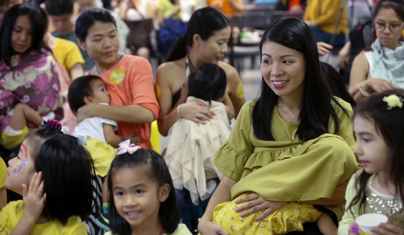 Mothers breastfeed their babies as Hong Kong Breastfeeding Mothers’ Association celebrates world breastfeeding week with a mass breastfeeding event in 2017. Photo: Dickson Lee