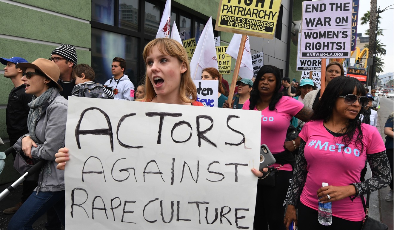 Victims of sexual harassment, sexual assault, sexual abuse and their supporters protest during a #MeToo march in Hollywood in November last year. Photo: AFP