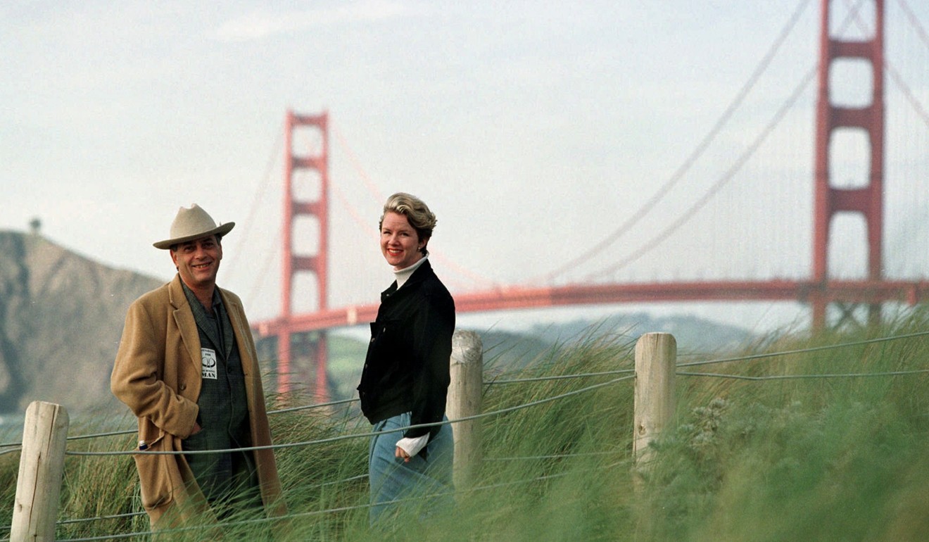 Harvey is seen here with fellow Burning Man founder Marian Goodell in San Francisco. Photo: AP