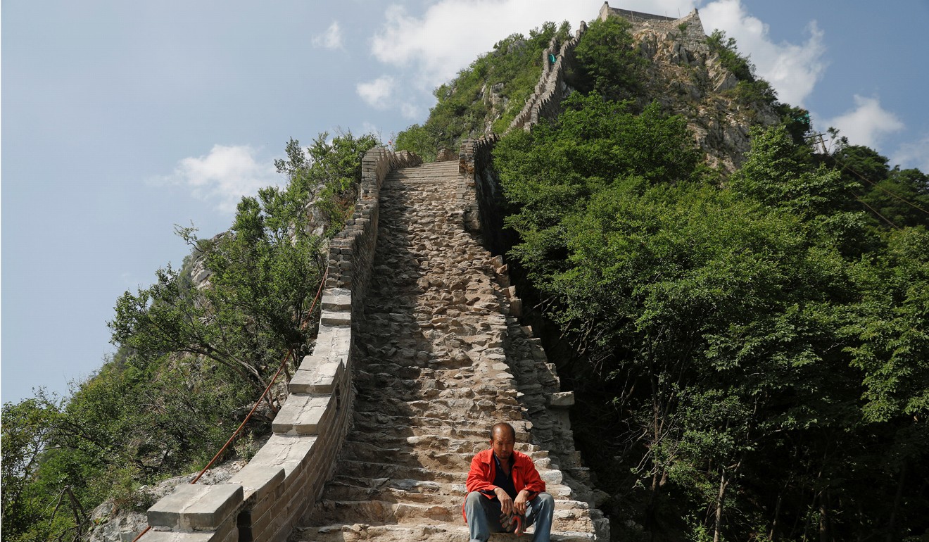The Jiankou section of the Great Wall runs for more than 20 kilometres at 1,141 metres above sea level and is one of the wall’s steepest stretches. Photo: Reuters