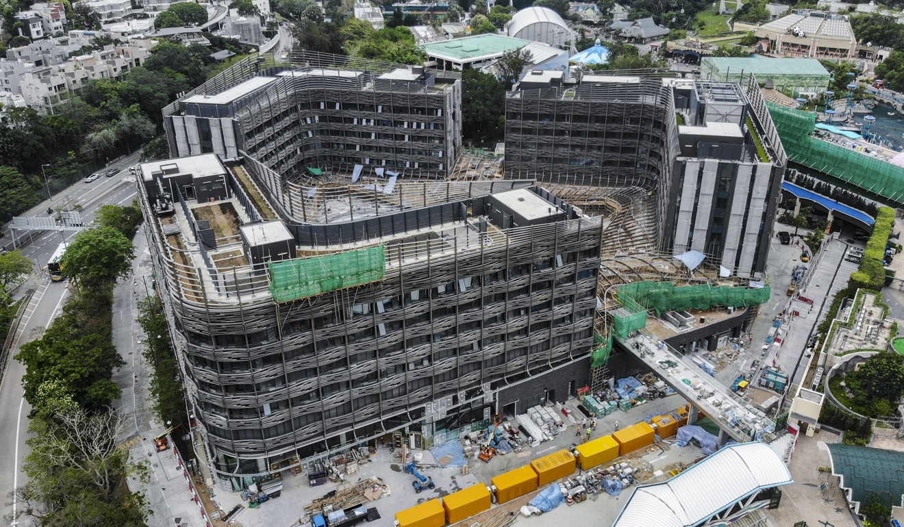 An aerial view of the construction site of the Ocean Park Marriott Hotel in Wong Chuk Hang. Photo: Roy Issa
