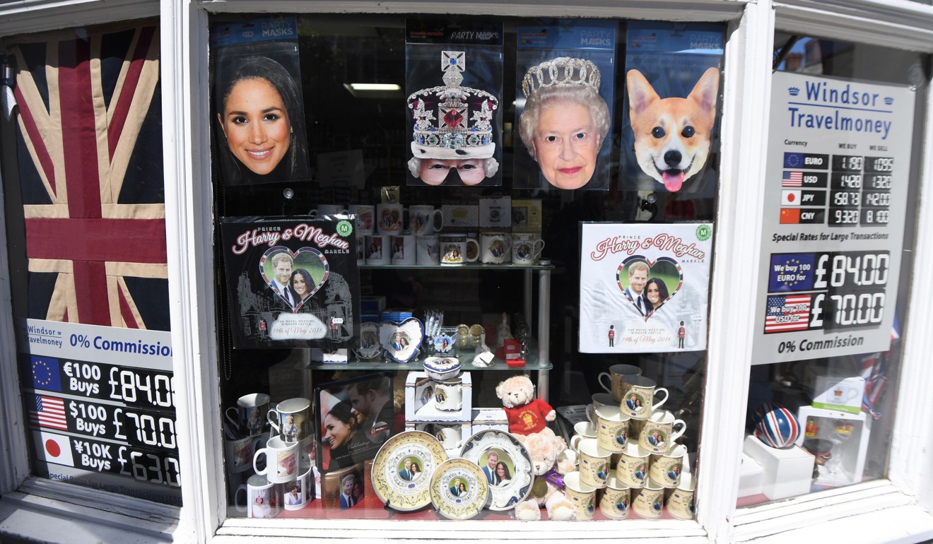 Royal wedding merchandise is displayed in a stop in Windsor, England, on Monday. Photo: EPA-EFE