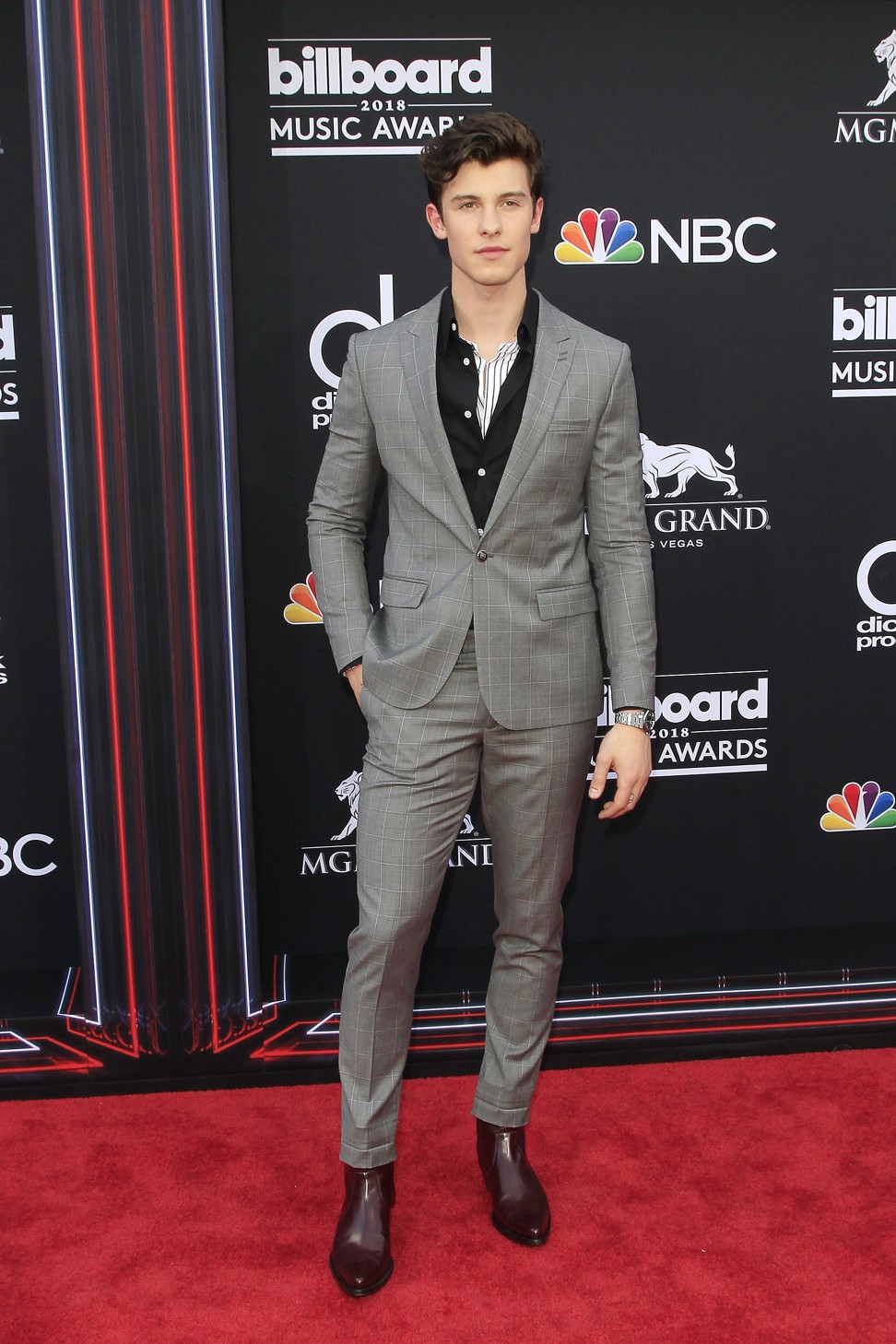 Shawn Mendes on the red carpet at the 2018 Billboard Music Awards. Finalists were selected based on US year-end chart performance, sales, number of downloads and total airplay. Photo: EPA/Nina Prommer