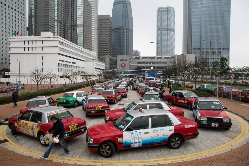 Taxi drivers in Central district of Hong Kong last year. Photo: EPA