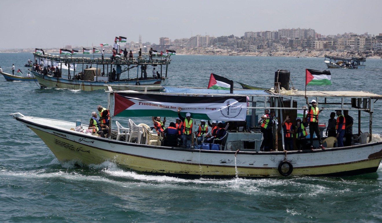 Fishing boats carrying a group of Palestinian activists try to breach Israel's naval blockade on Gaza. Photo: AFP