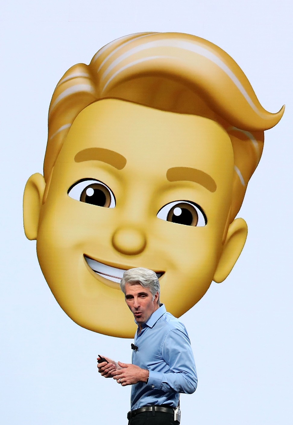 Apple’s senior vice president of software engineering Craig Federighi speaks during the 2018 conference in San Jose, California. Photo: AFP