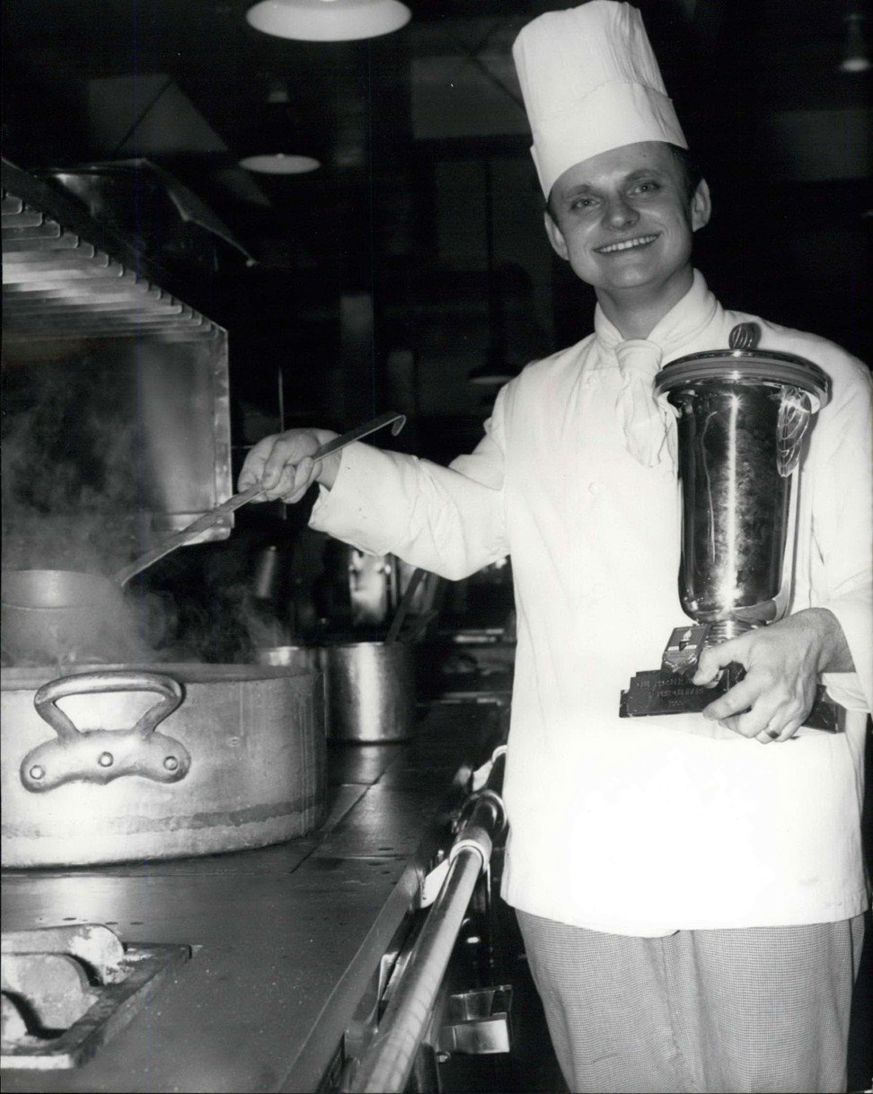 A 24-year-old Robuchon holds his Prosper Merimee Prize for Cookery in 1969. Photo: Alamy