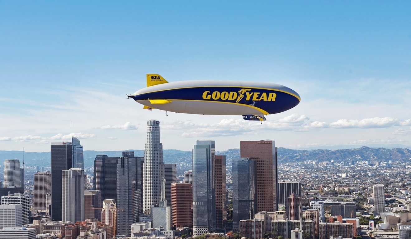 Goodyear's second Zeppelin NT airship, Wingfoot Two, flying over Los Angeles on November 8, 2017. Photo: Jessica Yanesh/Goodyear