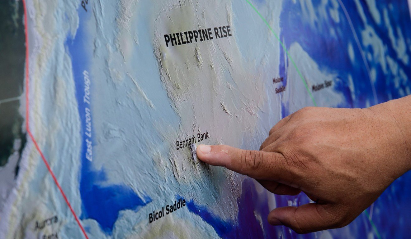 A map of the Benham Bank along Philippine Rise, where Philippine President Rodrigo Duterte is sending a group of Filipino scientists for research to assert the country's sovereignty over the waters. Photo: EPA