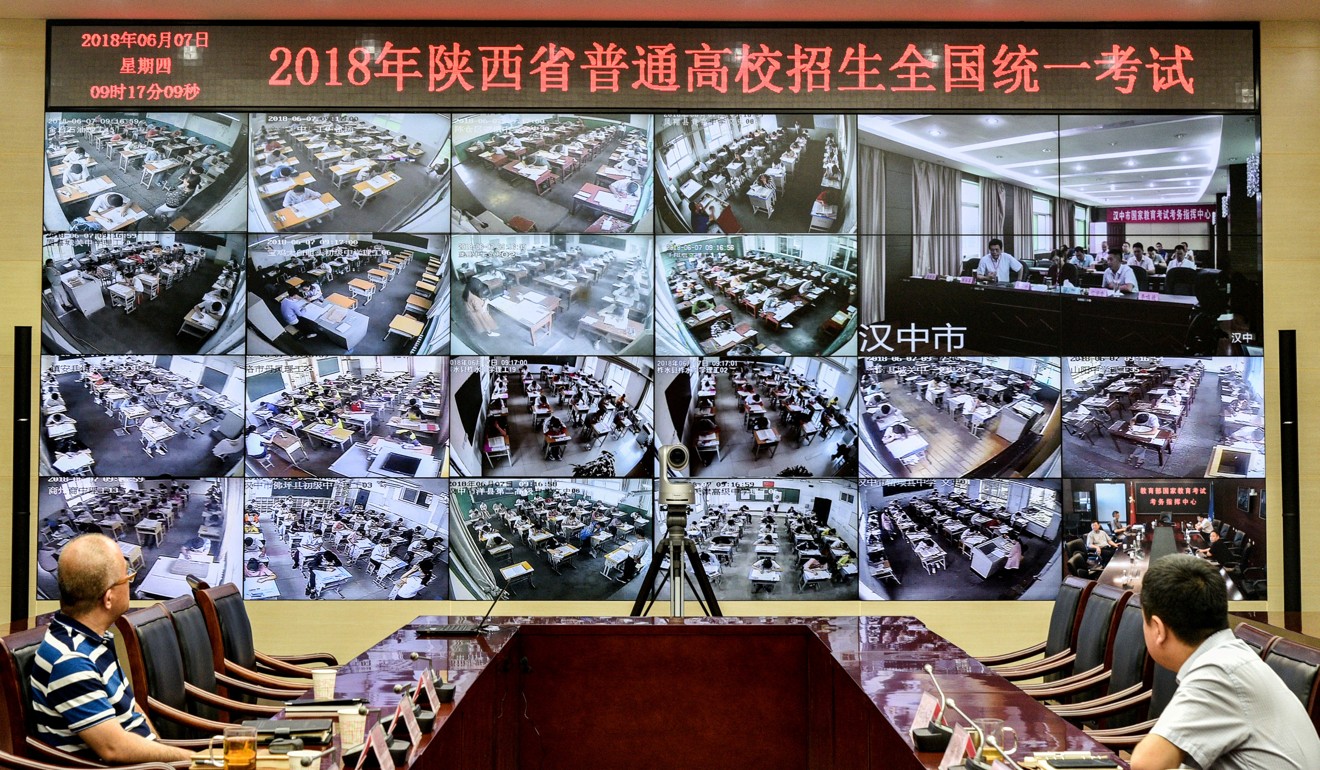 Staff members monitor the venues as students sit for the annual national college entrance examination, or ‘gaokao’, in Xian on June 7, 2018. Photo: Xi'an Evening News via Reuters