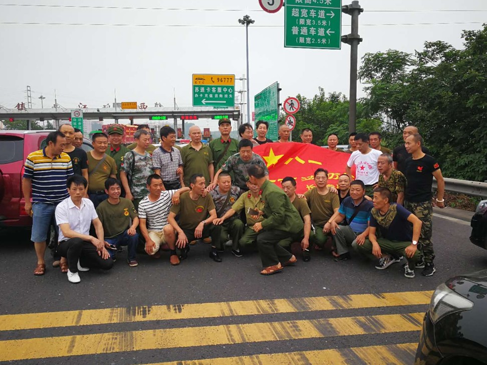 Veterans from around the country joined the protest in Zhenjiang, Jiangsu province. Photo: Handout