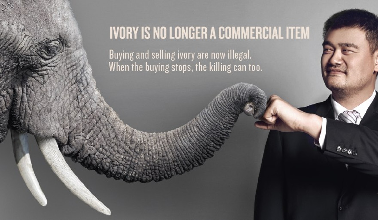 A poster as part of Yao Ming’s campaign to save endangered animals. Photo: Handout