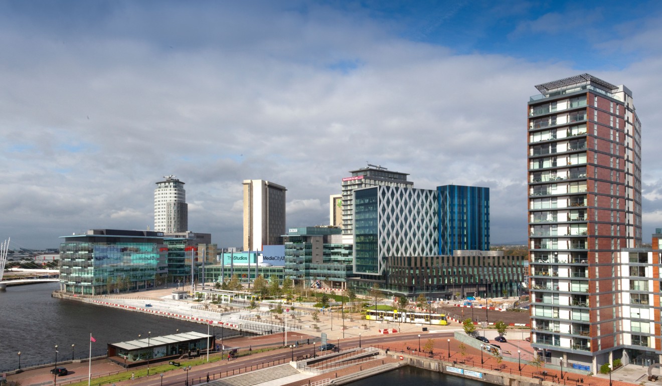Salford Quays Media City complex on the old dock area of Salford in Greater Manchester. Photo: Alamy