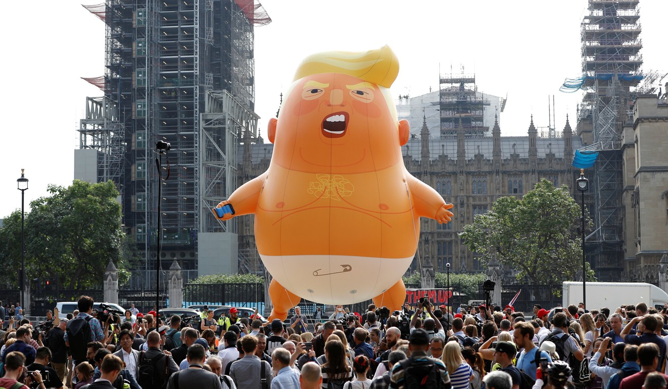 The balloon in Parliament Square. Photo: Reuters