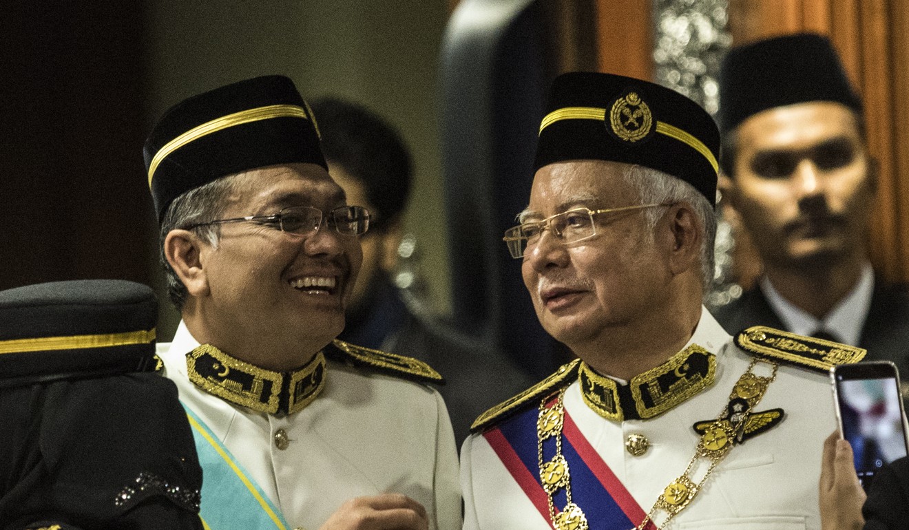 Former prime minister Najib Razak (right) at the ceremony. Photo: EPA