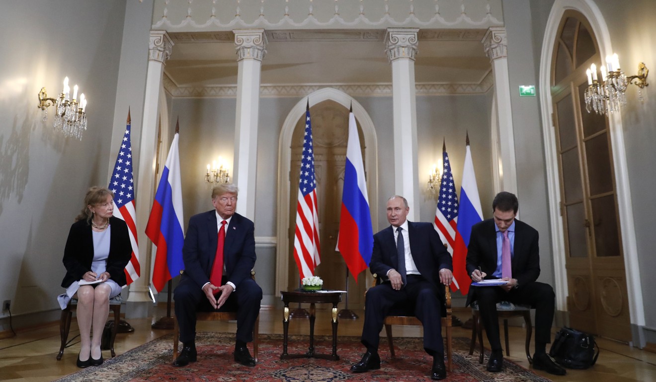 US President Donald Trump and Russia’s President Vladimir Putin on Monday in Helsinki, Finland. Photo: AP